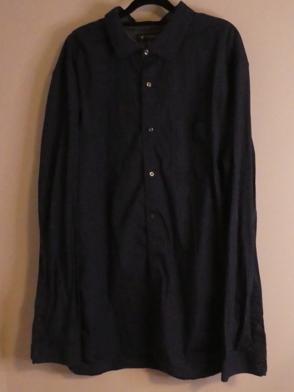 AMERICAN EAGLE OUTFITTERS Slim Fit Blue Geometric Print Button Up Shirt - XXL